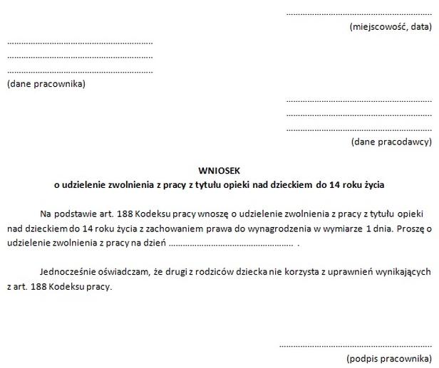 Dni wolne na opiekę nad dzieckiem